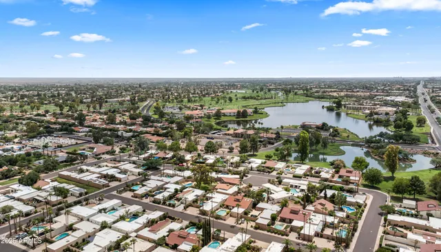 an aerial view of a city