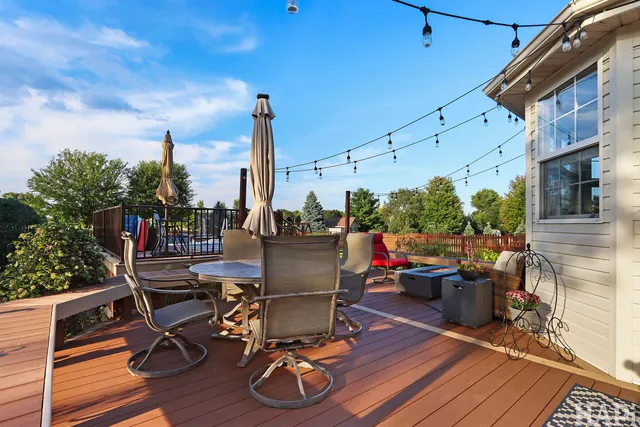 a view of a balcony with chairs
