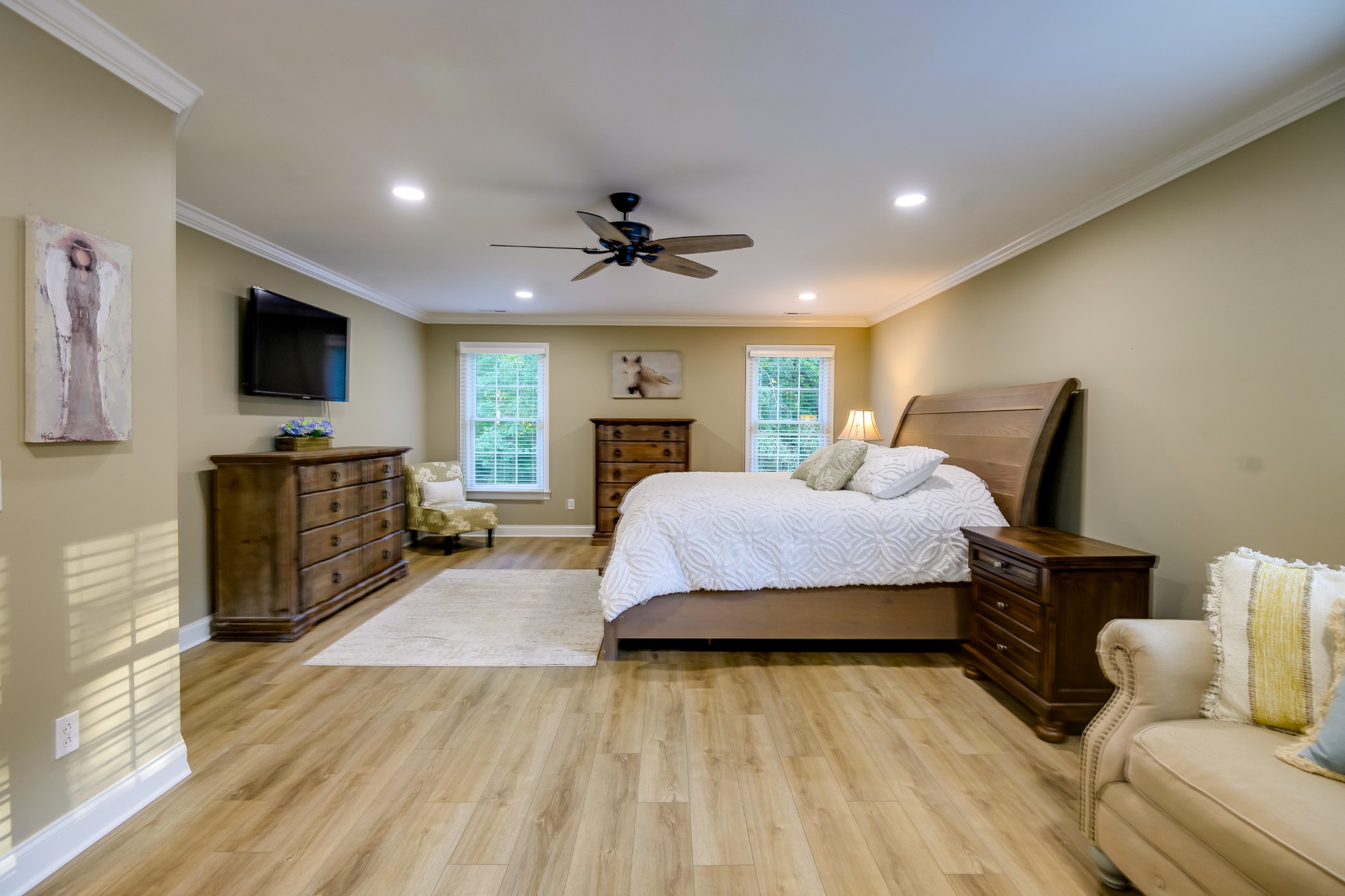 3079 Riley Creek Road Normandy, TN 37360 - Photo 49 of 59 a bedroom with a bed and a flat screen tv