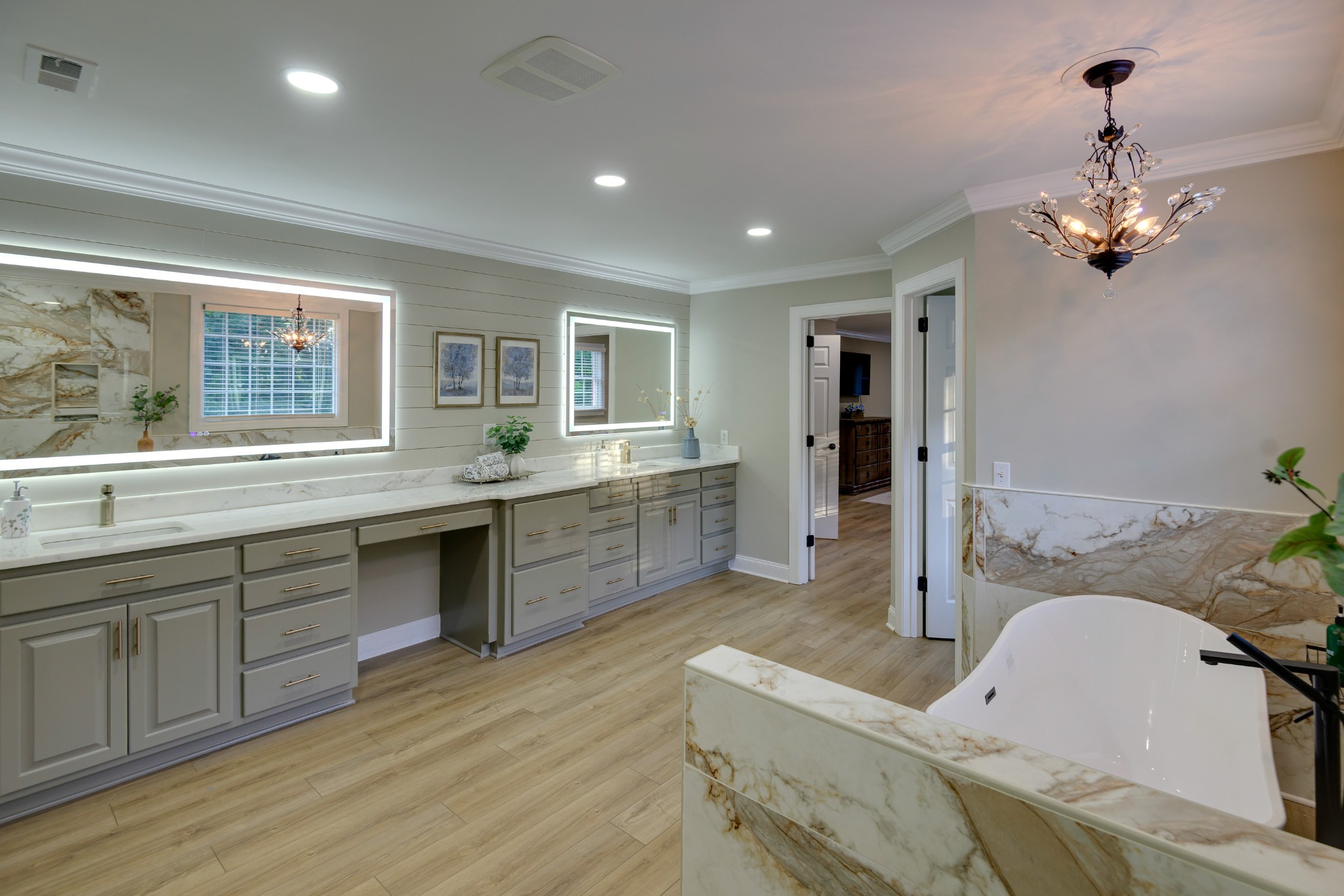 3079 Riley Creek Road Normandy, TN 37360 - Photo 51 of 59 a spacious bathroom with a granite countertop sink a mirror and a bathtub