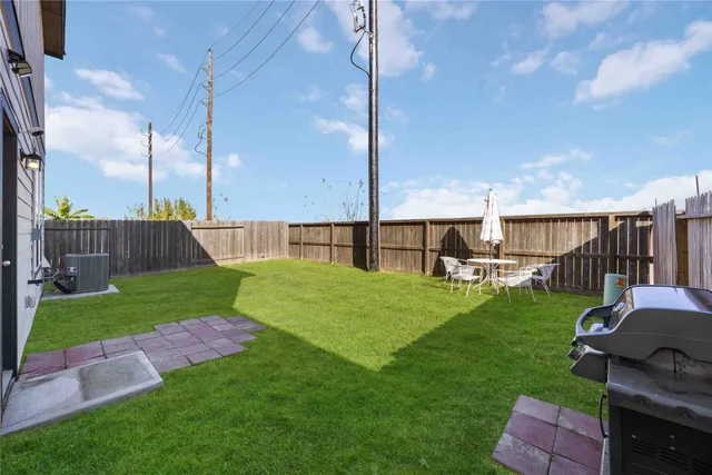 a view of a garden with a slide