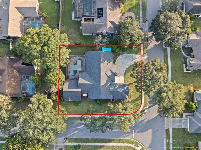 an aerial view of a house