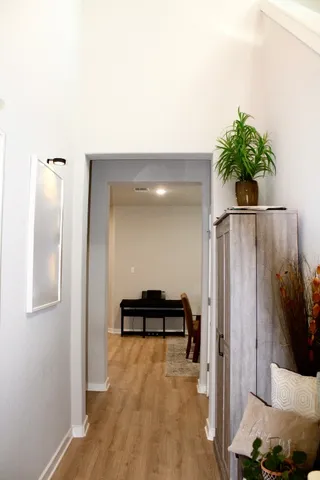 a view of entryway with livingroom and furniture