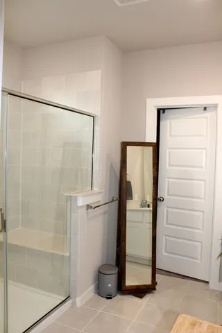 a bathroom with a shower