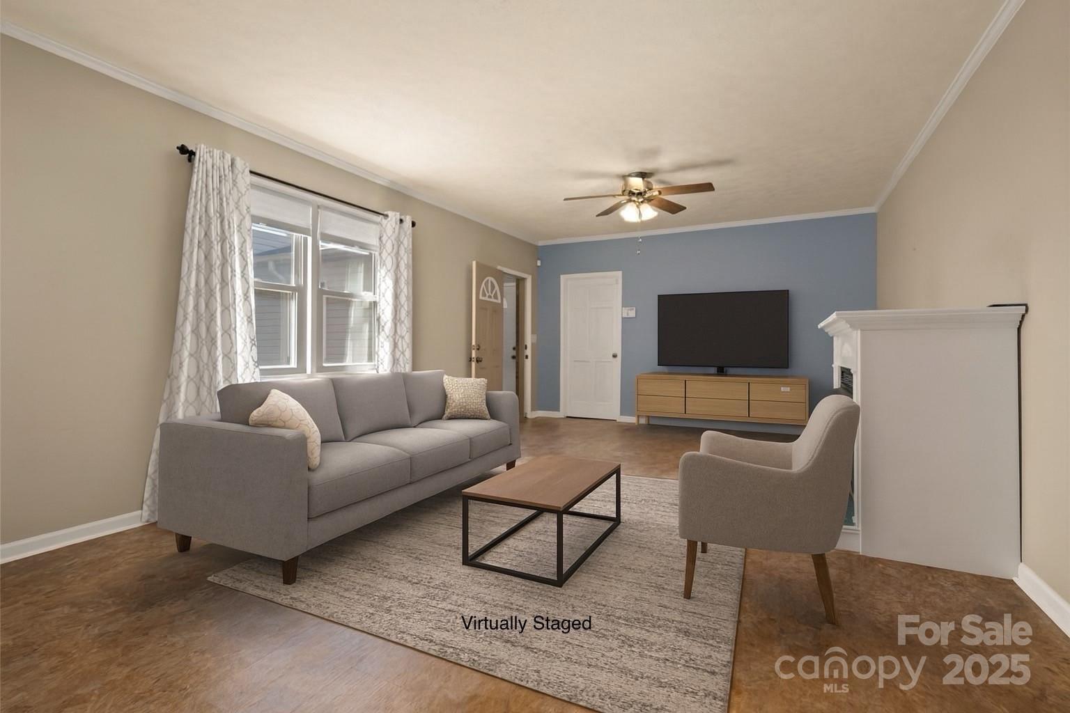 418 Mountain Page Road Saluda, NC 28773 - Photo 19 of 48 a living room with furniture and a flat screen tv