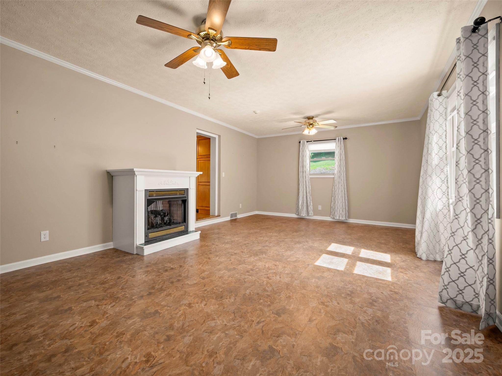 418 Mountain Page Road Saluda, NC 28773 - Photo 20 of 48 en empty room with windows and fireplace