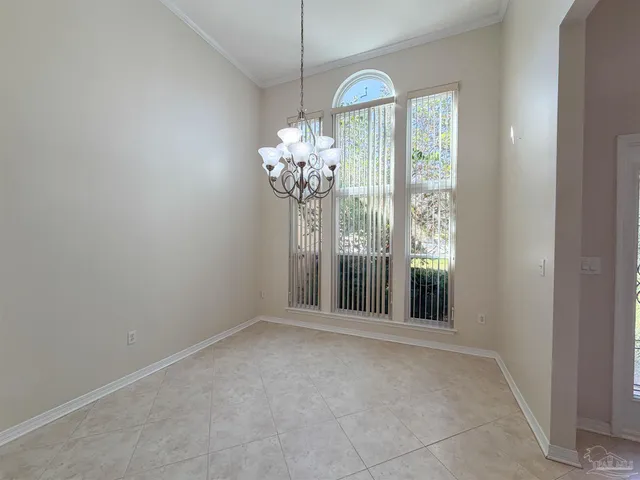 a view of a chandelier in a room