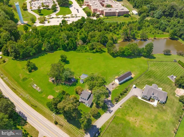 a view of a lake with a houses