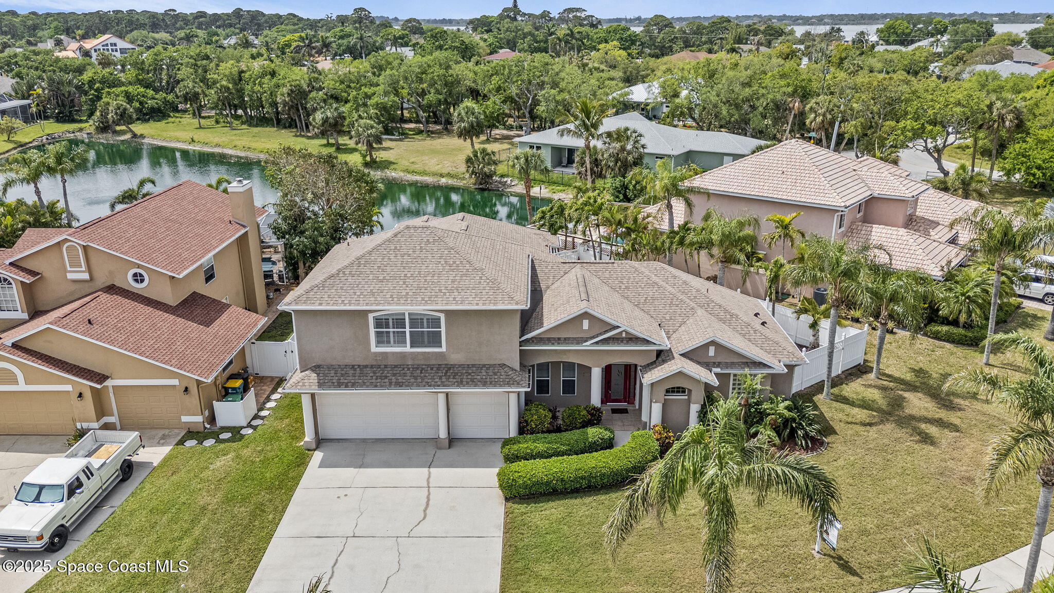 an aerial view of a house