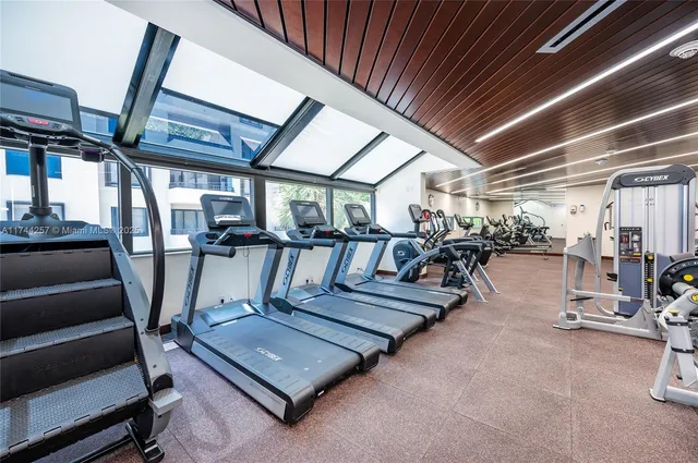 a view of a room with gym equipment