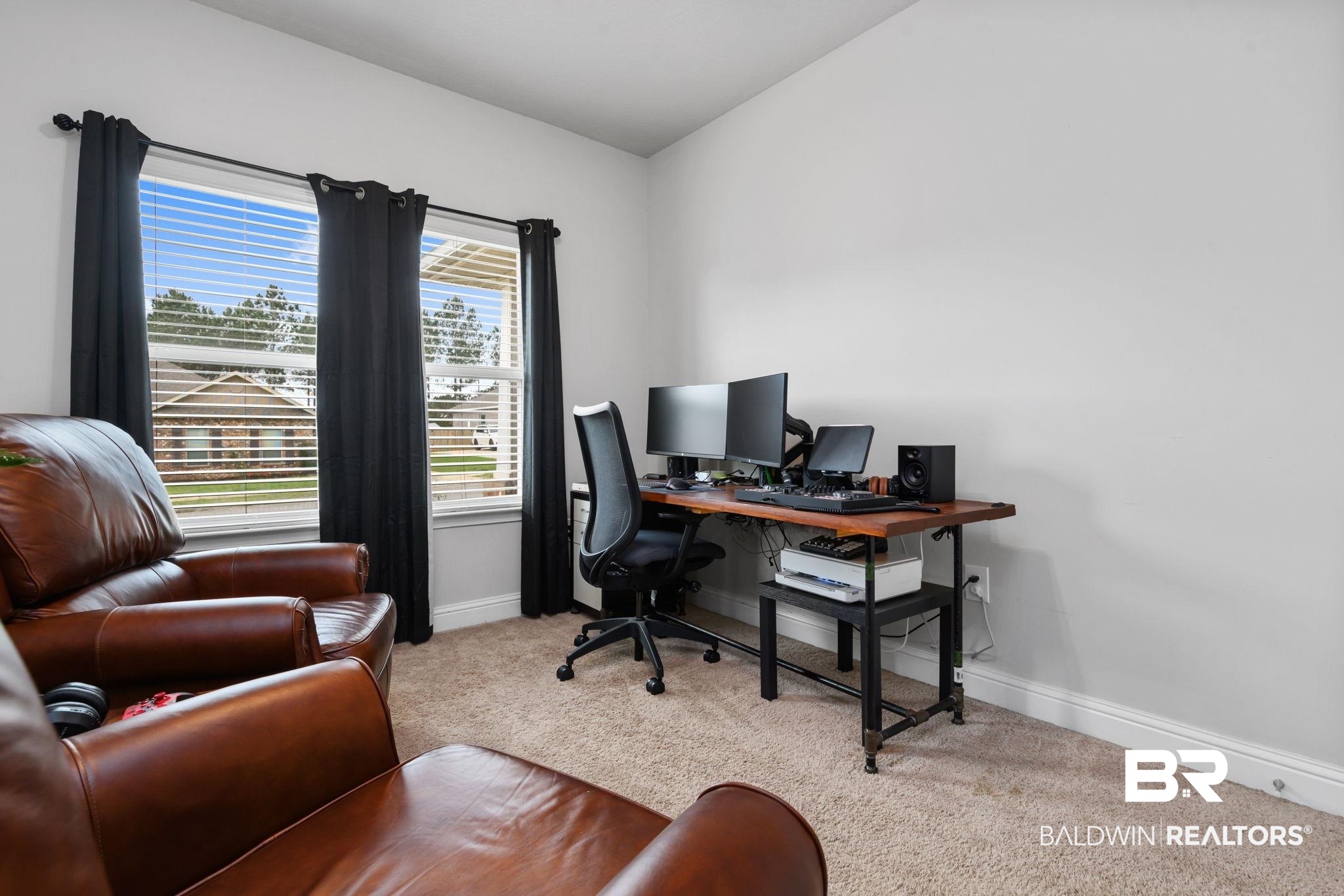 12693 Waxwing Avenue Daphne, AL 36527 - Photo 22 of 43 Office space featuring light carpet and vaulted ceiling