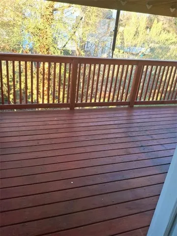 a view of wooden balcony