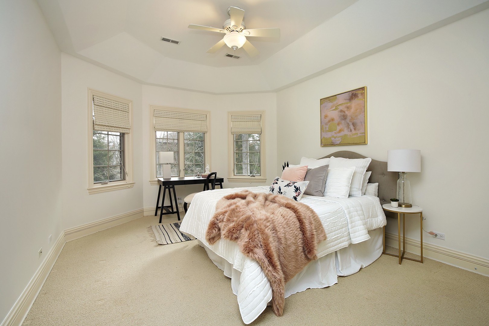 1000 Willow Road Winnetka, IL 60093 - Photo 14 of 26 a spacious bedroom with a bed and a chandelier