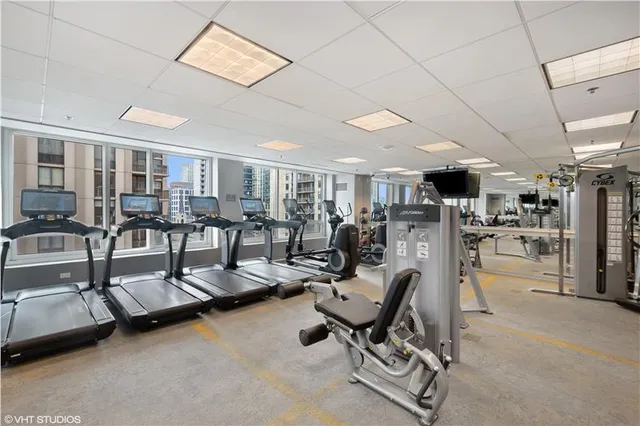 a view of a room with gym equipment