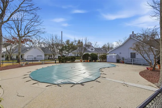 a view of a playground with a patio