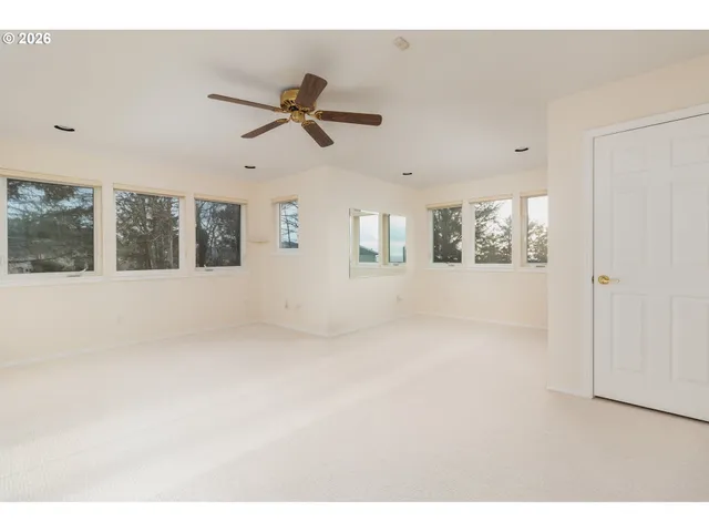 a view interior of a house with a ceiling fan