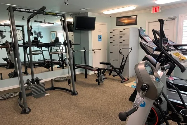 a view of a room with gym equipment