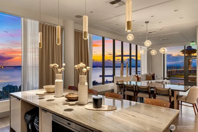 a view of a city with tall buildings