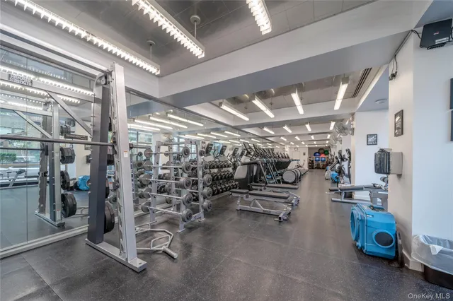 a view of a room with gym equipment