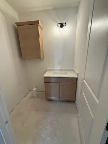 a bathroom with a bathtub