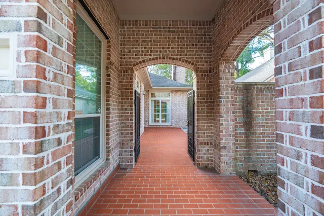 a view of a brick building