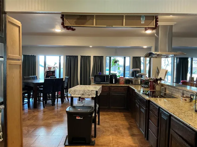 a kitchen with lots of counter top space