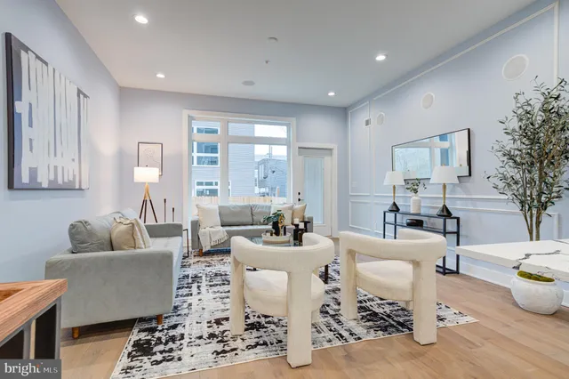 a living room with furniture or couch and a potted plant