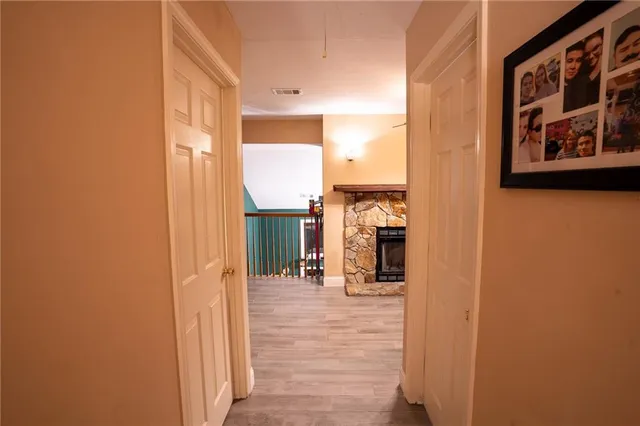 a view of a livingroom with furniture and front door