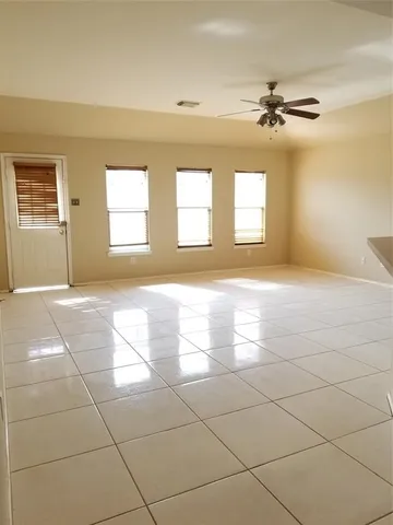 a view of a livingroom with a window