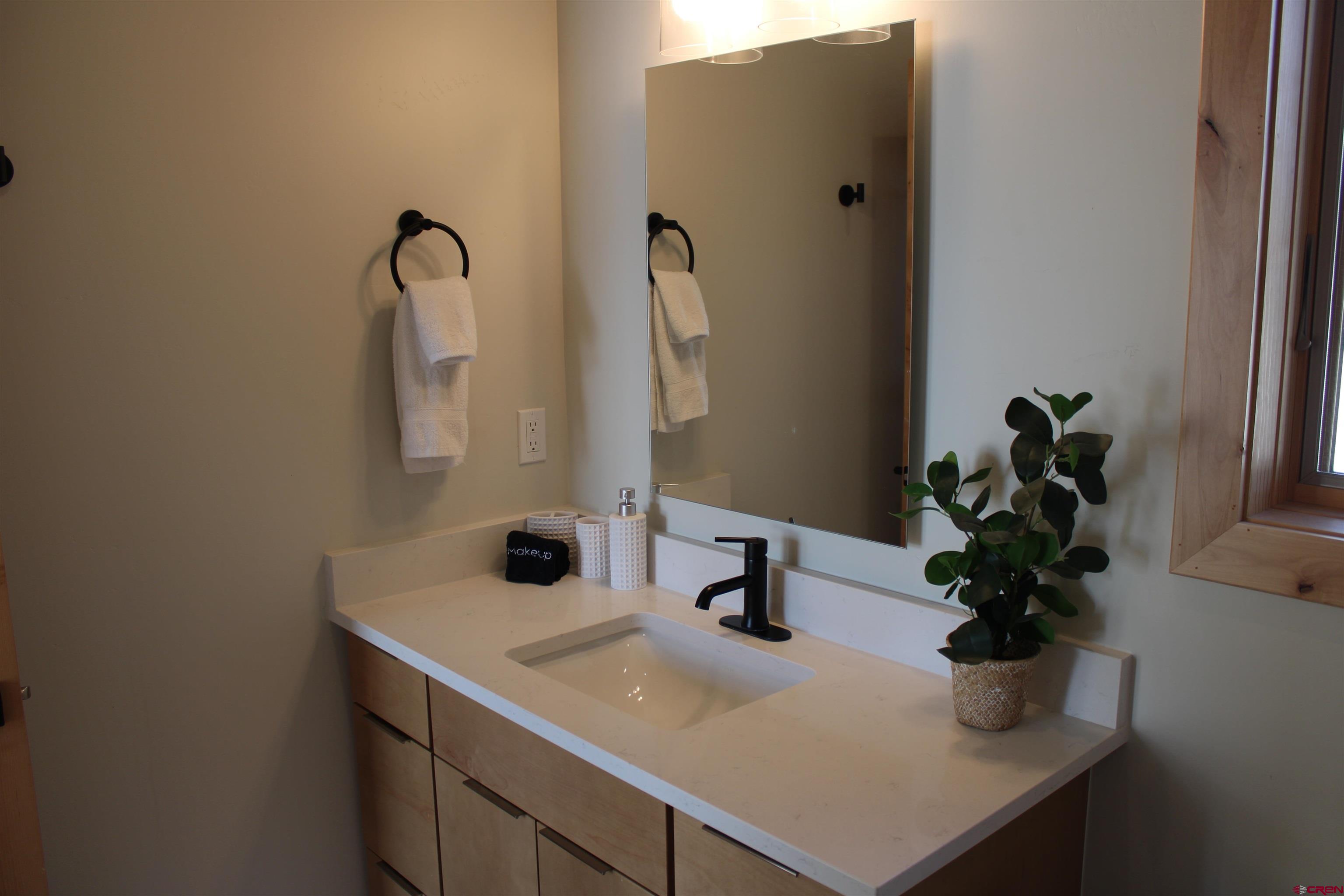 101 Elk Valley Road, Unit C Crested Butte, CO 81224 - Photo 12 of 41 a bathroom with a sink a toilet and mirror