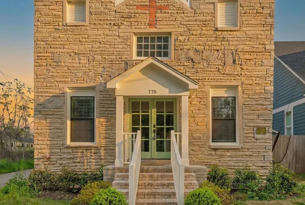 front view of a brick house