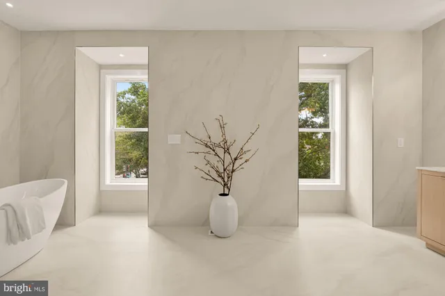 a view of an empty walk in closet