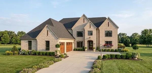 a front view of a house with a yard