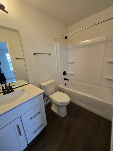 a bathroom with a sink a toilet and a shower