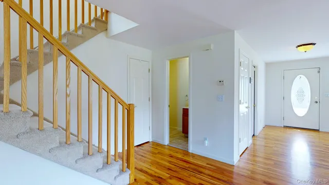 an empty room with closet area