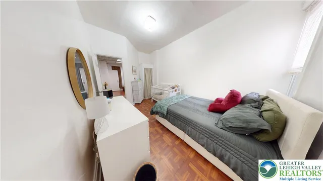 a close view of shoes and a bed