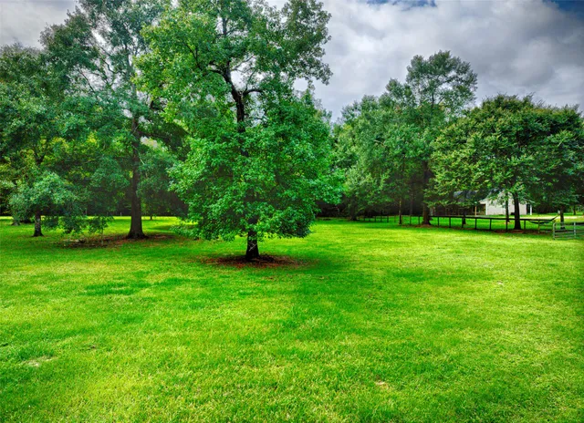 a view of a backyard with sitting area