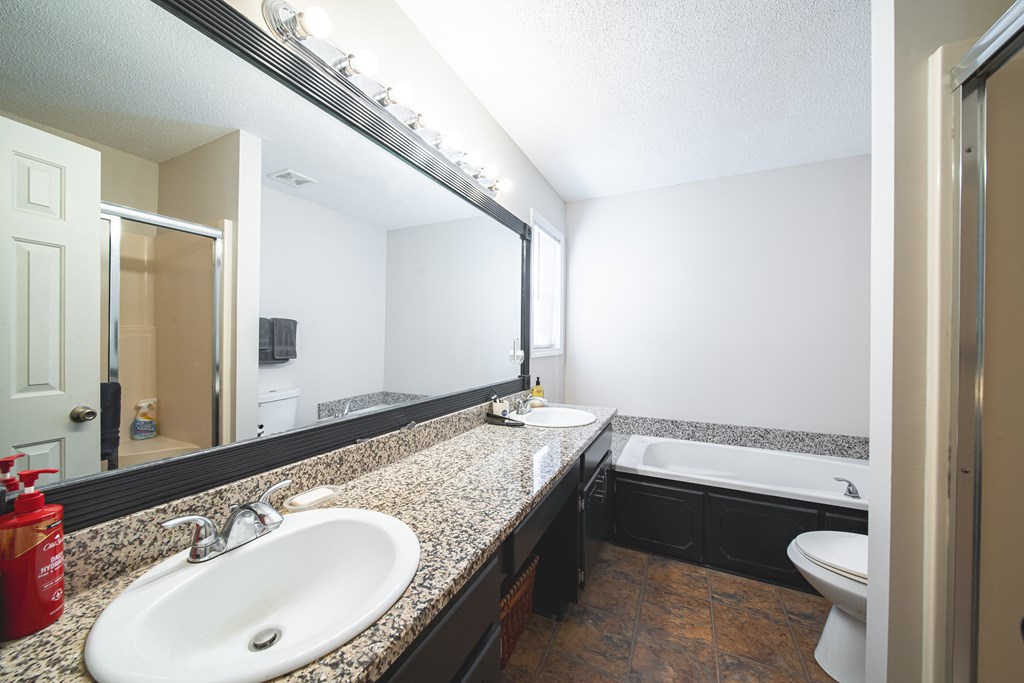 200 Lake Amah Lee Road Hampton, GA 30228 - Photo 22 of 29 a bathroom with a granite countertop sink and a mirror