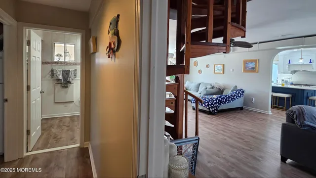 view of living room with furniture and wooden floor