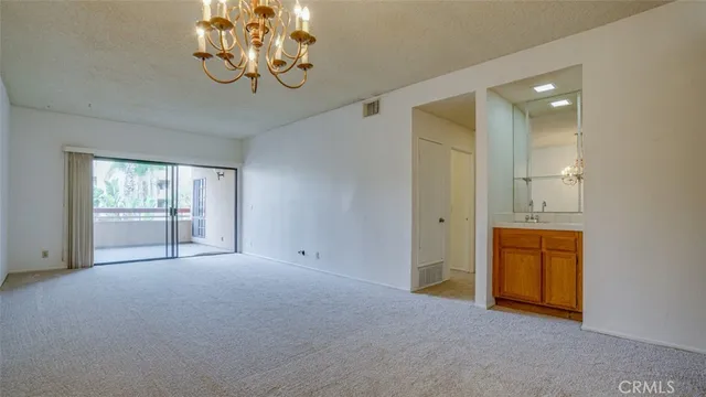 a view of a large room with a large window