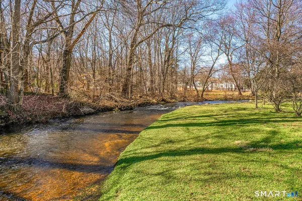 a swimming pool with trees