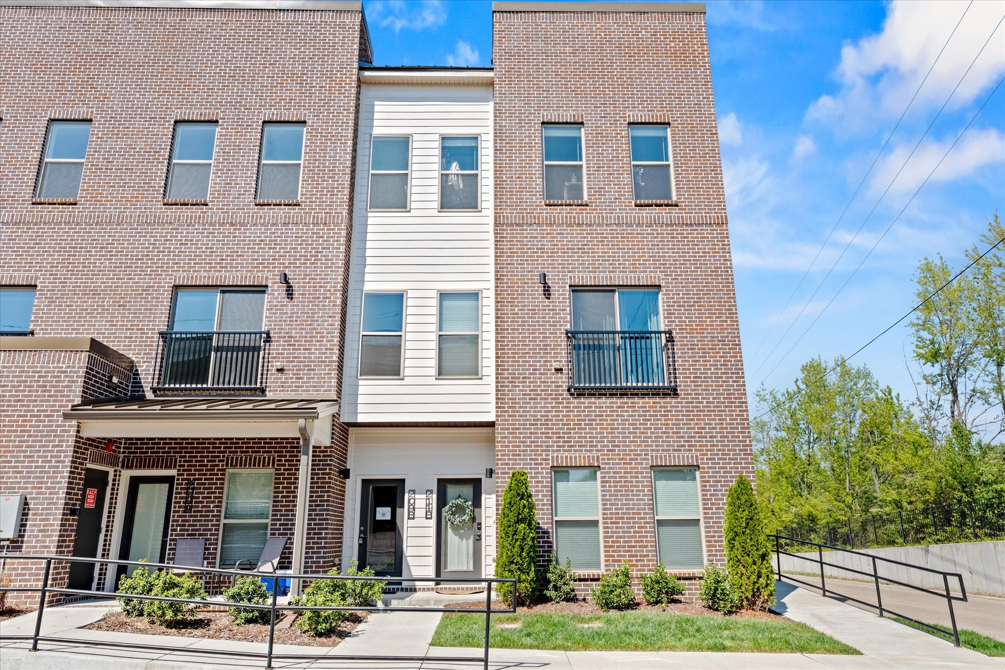 front view of a brick building