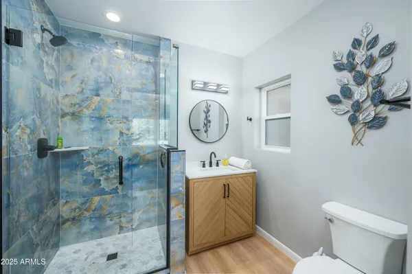 a bathroom with a toilet a sink and a shower