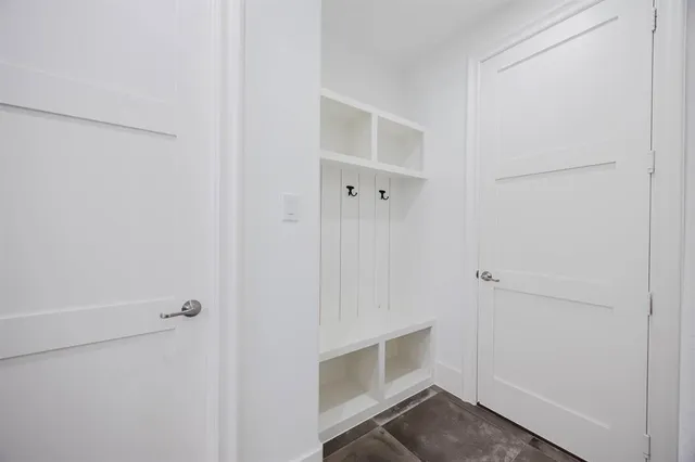 a view of an empty walk in closet