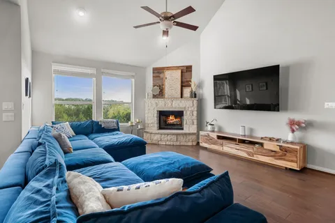 a living room with furniture