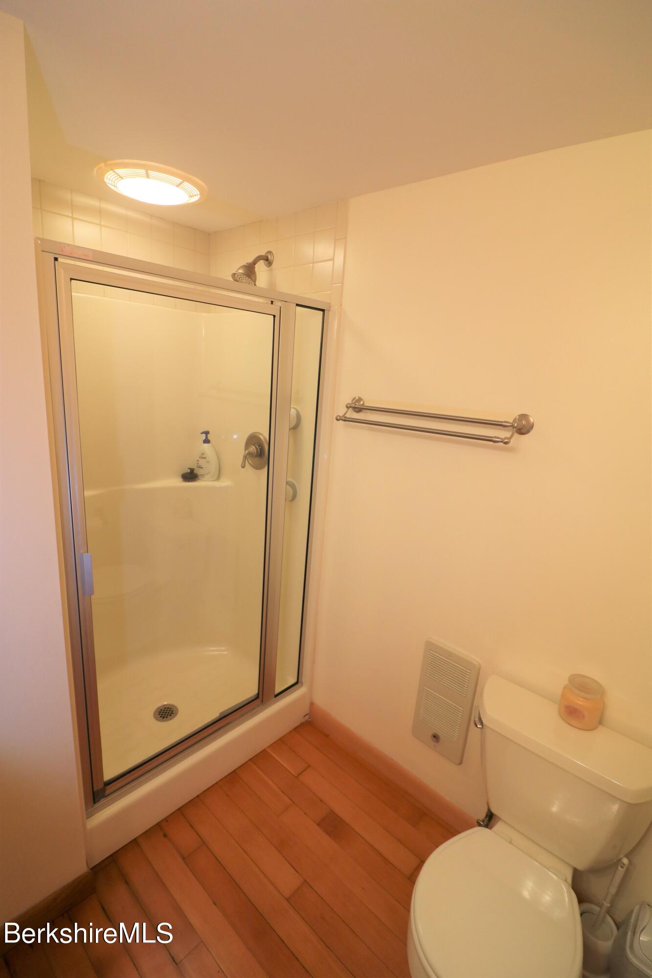 13 Cherry Hill Road Stockbridge, MA 01262 - Photo 29 of 41 a bathroom with a granite countertop shower and a toilet