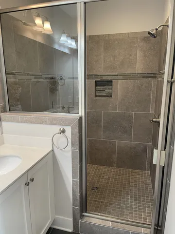 a bathroom with a shower
