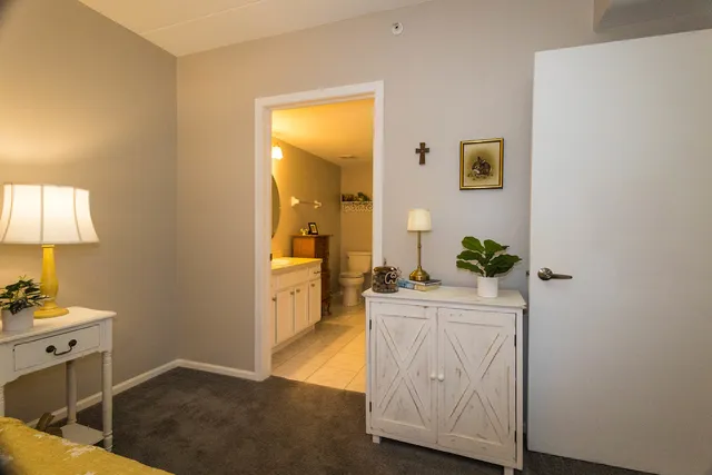 a view of cabinets with wooden floor