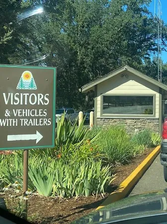 a view of a sign in a garden