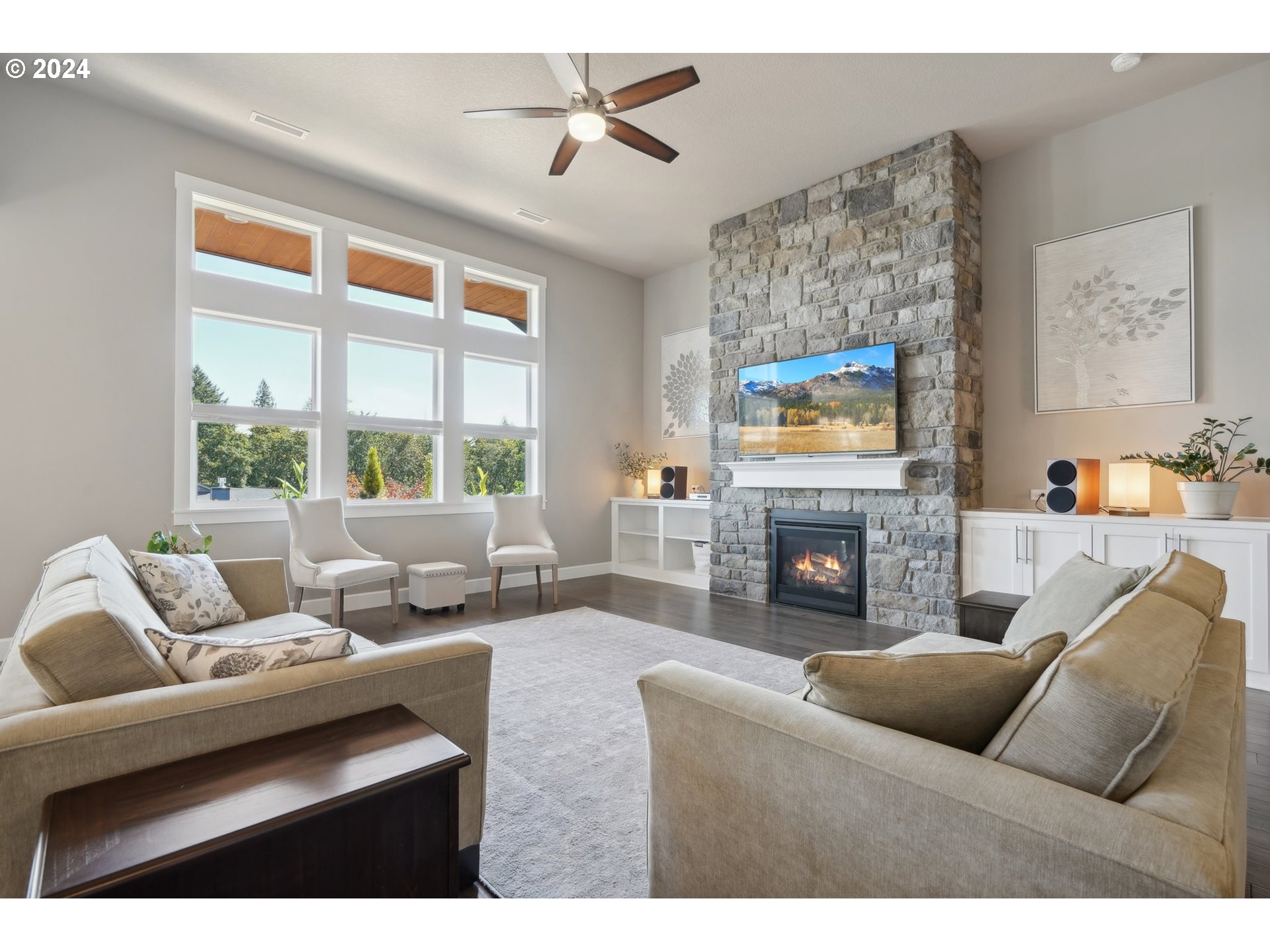 1701 South Nighthawk Road Ridgefield, WA 98642 - Photo 8 of 45 a living room with furniture and a fireplace